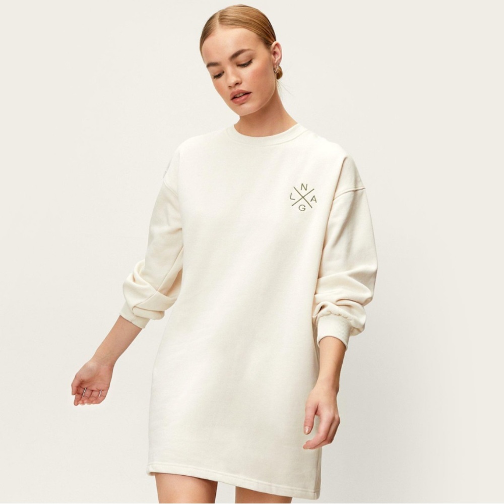 NWT Nasty Gal Recycled Petite Graphic Mini Sweater Dress - XS